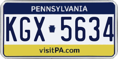 PA license plate KGX5634