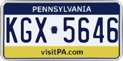 PA license plate KGX5646