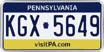 PA license plate KGX5649