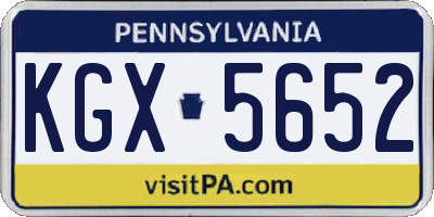 PA license plate KGX5652