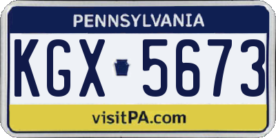 PA license plate KGX5673