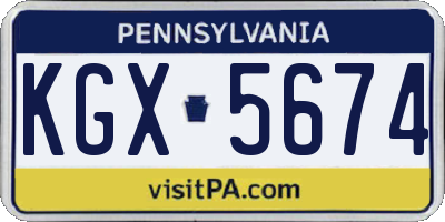 PA license plate KGX5674