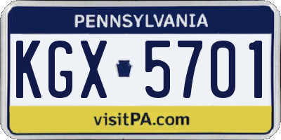 PA license plate KGX5701