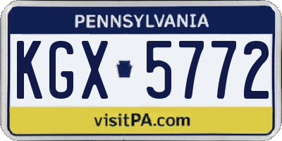 PA license plate KGX5772