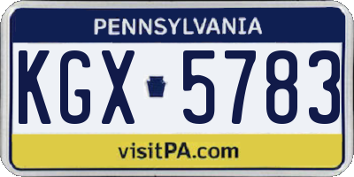 PA license plate KGX5783