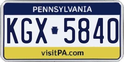 PA license plate KGX5840