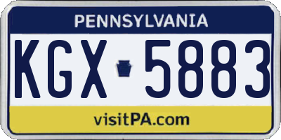 PA license plate KGX5883