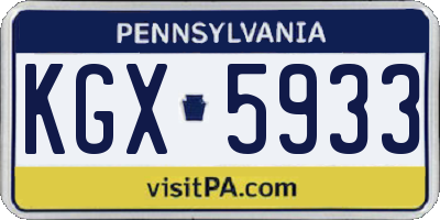 PA license plate KGX5933
