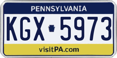 PA license plate KGX5973