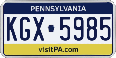 PA license plate KGX5985
