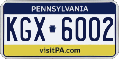 PA license plate KGX6002