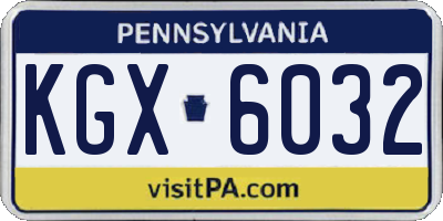 PA license plate KGX6032