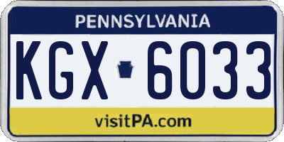 PA license plate KGX6033