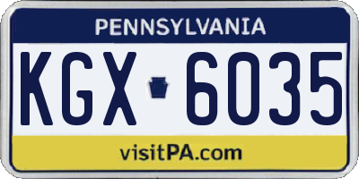 PA license plate KGX6035