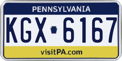 PA license plate KGX6167