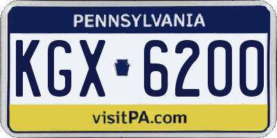 PA license plate KGX6200