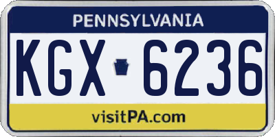 PA license plate KGX6236