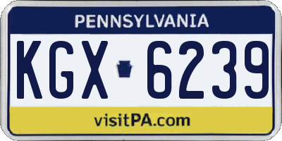 PA license plate KGX6239
