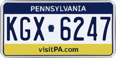 PA license plate KGX6247