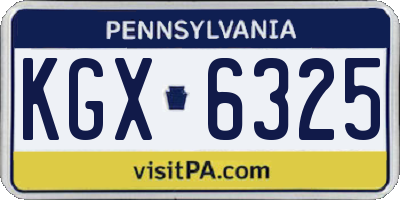 PA license plate KGX6325