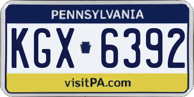 PA license plate KGX6392