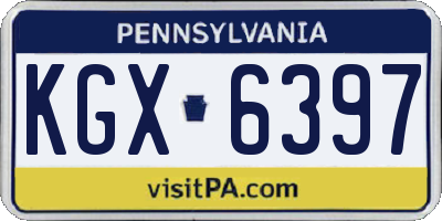 PA license plate KGX6397