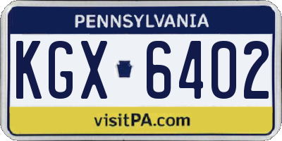 PA license plate KGX6402