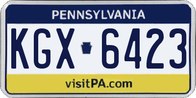 PA license plate KGX6423