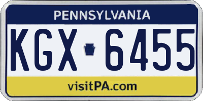 PA license plate KGX6455
