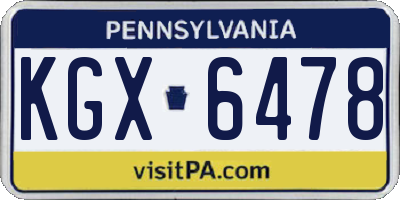 PA license plate KGX6478