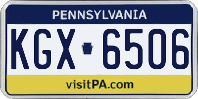 PA license plate KGX6506