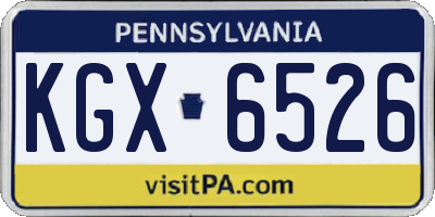 PA license plate KGX6526