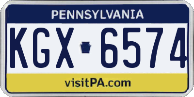 PA license plate KGX6574