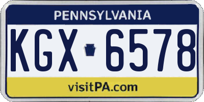 PA license plate KGX6578