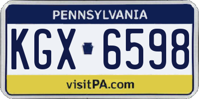 PA license plate KGX6598