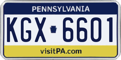 PA license plate KGX6601