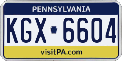 PA license plate KGX6604