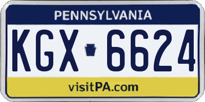 PA license plate KGX6624