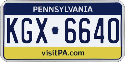 PA license plate KGX6640