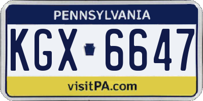 PA license plate KGX6647