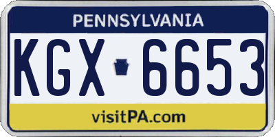 PA license plate KGX6653
