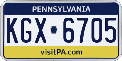 PA license plate KGX6705