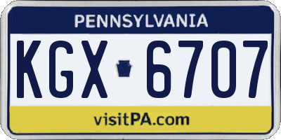 PA license plate KGX6707