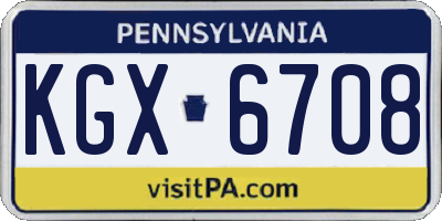 PA license plate KGX6708