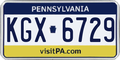 PA license plate KGX6729