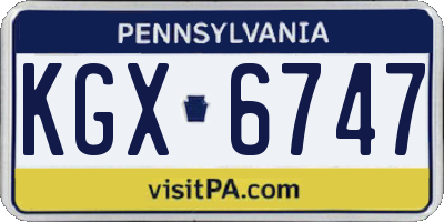 PA license plate KGX6747