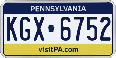 PA license plate KGX6752