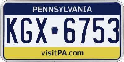 PA license plate KGX6753