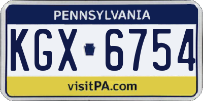 PA license plate KGX6754