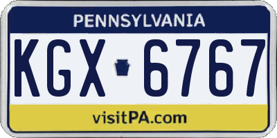 PA license plate KGX6767